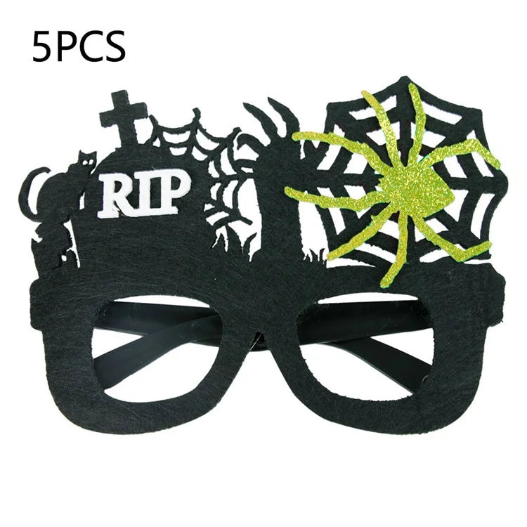 5Pcs / Set Halloween Eyeglasses Spider Web Plastic Glasses Bat Masquerade Party Prop