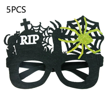 5Pcs / Set Halloween Eyeglasses Spider Web Plastic Glasses Bat Masquerade Party Prop