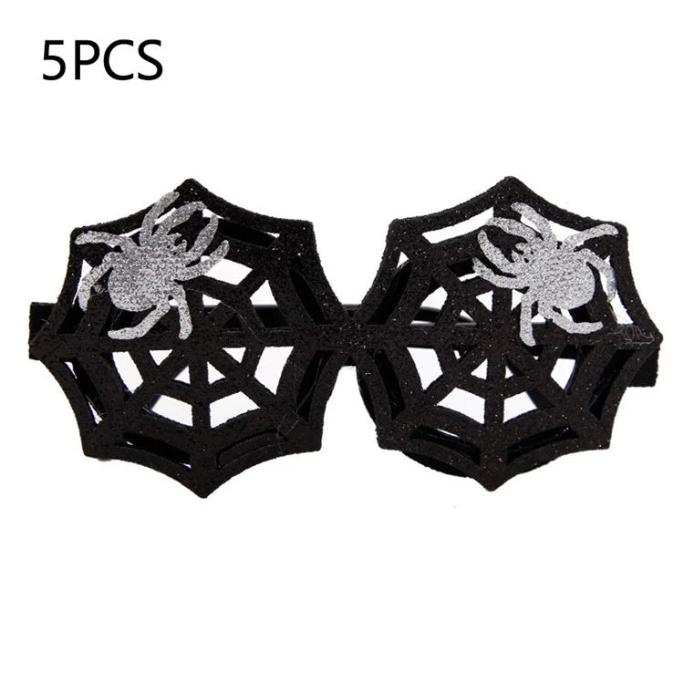 5Pcs / Set Halloween Eyeglasses Spider Web Plastic Glasses Bat Masquerade Party Prop