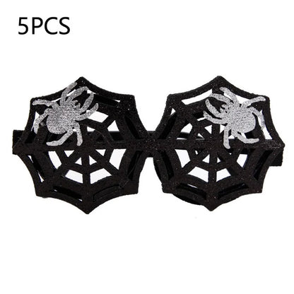 5Pcs / Set Halloween Eyeglasses Spider Web Plastic Glasses Bat Masquerade Party Prop
