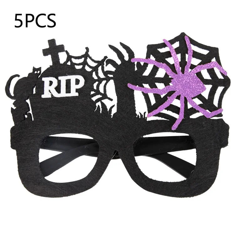 5Pcs / Set Halloween Eyeglasses Spider Web Plastic Glasses Bat Masquerade Party Prop