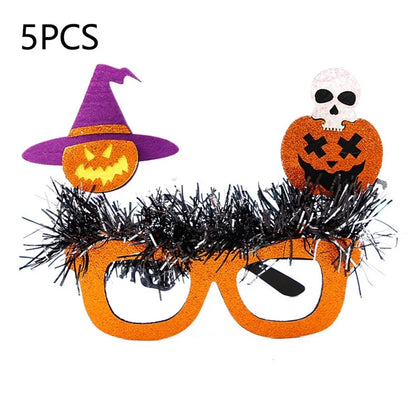 5Pcs / Set Halloween Eyeglasses Tinsel Decor Pumpkin Ghost Skull Halloween Party Glasses Eyewear