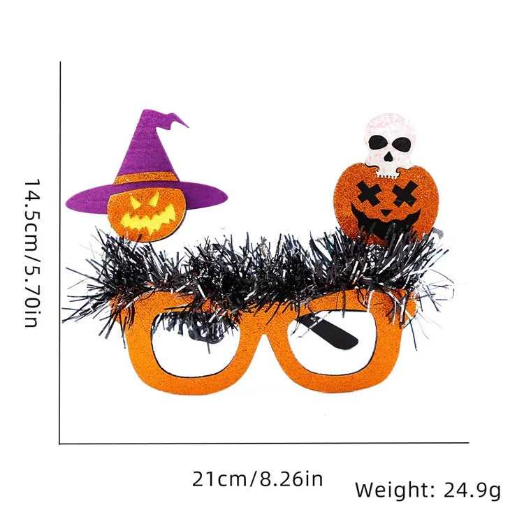 5Pcs / Set Halloween Eyeglasses Tinsel Decor Pumpkin Ghost Skull Halloween Party Glasses Eyewear