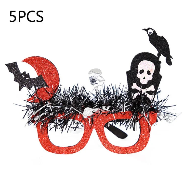 5Pcs / Set Halloween Eyeglasses Tinsel Decor Pumpkin Ghost Skull Halloween Party Glasses Eyewear