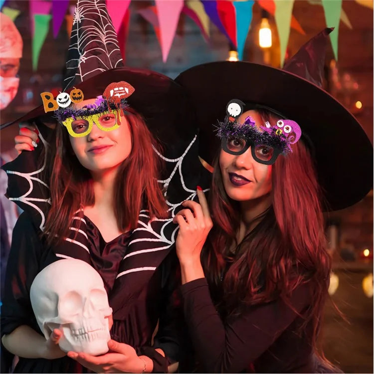5Pcs / Set Halloween Eyeglasses Tinsel Decor Pumpkin Ghost Skull Halloween Party Glasses Eyewear