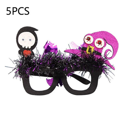 5Pcs / Set Halloween Eyeglasses Tinsel Decor Pumpkin Ghost Skull Halloween Party Glasses Eyewear