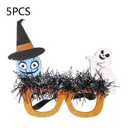 5Pcs / Set Halloween Eyeglasses Tinsel Decor Pumpkin Ghost Skull Halloween Party Glasses Eyewear