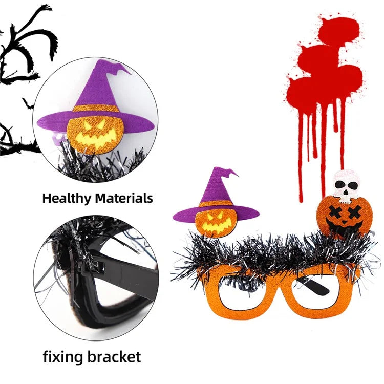 5Pcs / Set Halloween Eyeglasses Tinsel Decor Pumpkin Ghost Skull Halloween Party Glasses Eyewear