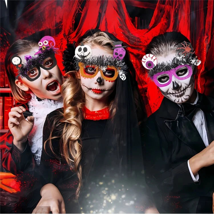5Pcs / Set Halloween Eyeglasses Tinsel Decor Pumpkin Ghost Skull Halloween Party Glasses Eyewear