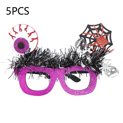 5Pcs / Set Halloween Eyeglasses Tinsel Decor Pumpkin Ghost Skull Halloween Party Glasses Eyewear