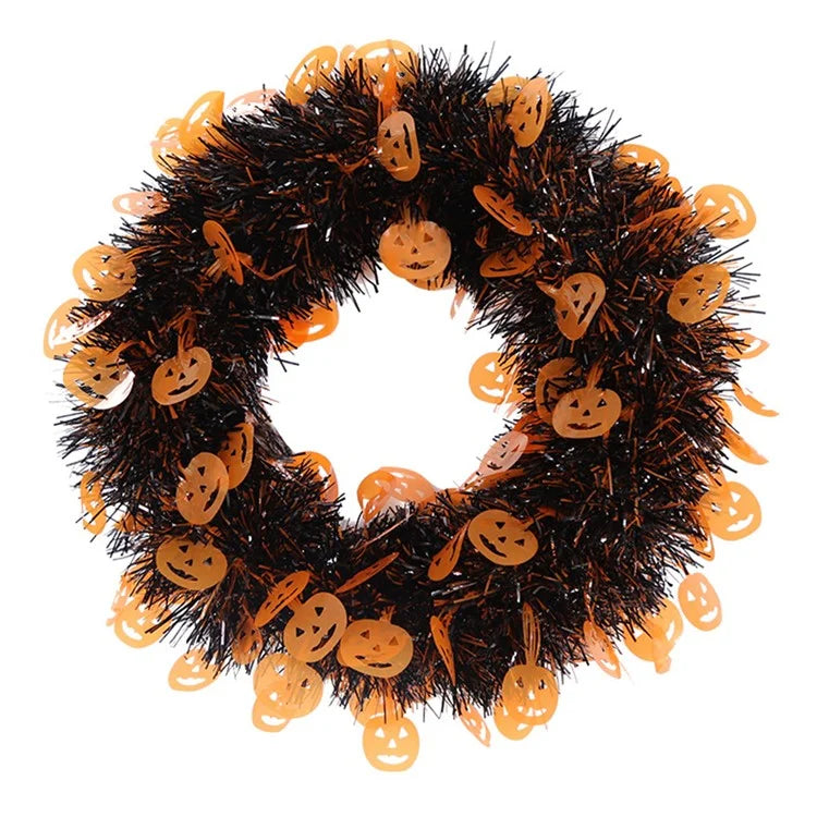 Halloween Wreath Pumpkin Bat Skull Wreath Front Door Wall Hanging Decoration