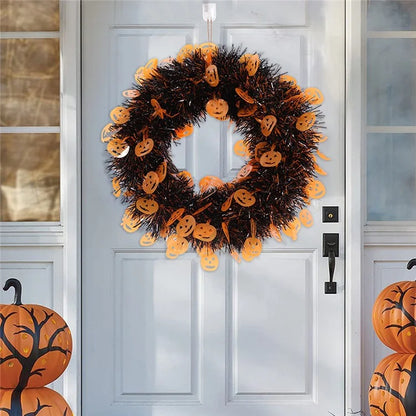 Halloween Wreath Pumpkin Bat Skull Wreath Front Door Wall Hanging Decoration