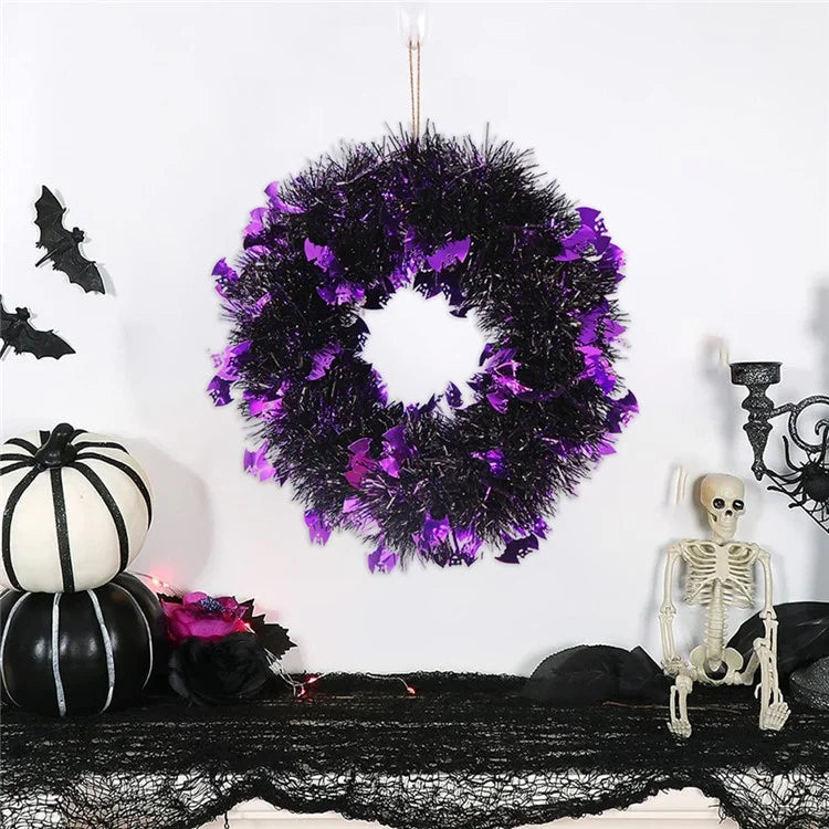 Halloween Wreath Pumpkin Bat Skull Wreath Front Door Wall Hanging Decoration