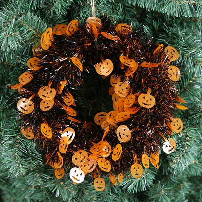 Halloween Wreath Pumpkin Bat Skull Wreath Front Door Wall Hanging Decoration