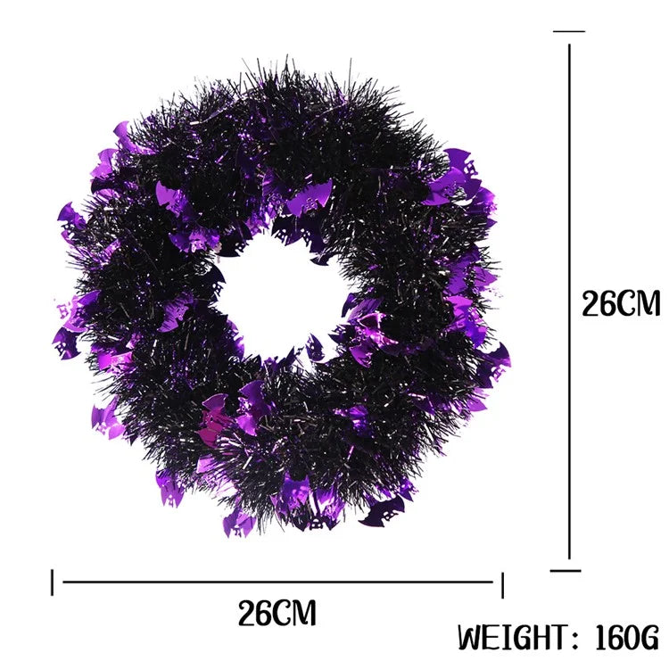 Halloween Wreath Pumpkin Bat Skull Wreath Front Door Wall Hanging Decoration