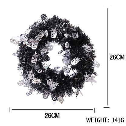 Halloween Wreath Pumpkin Bat Skull Wreath Front Door Wall Hanging Decoration