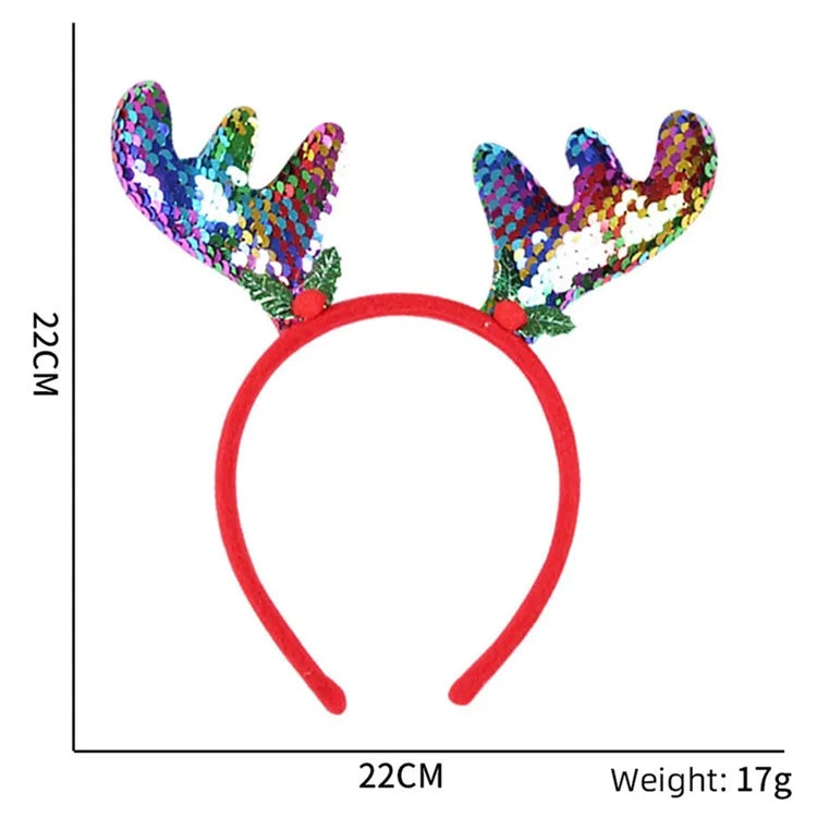 5Pcs Lovely Plastic+Cloth Christmas Headband Hair Hoop Cute Xmas Headwear Photo Props