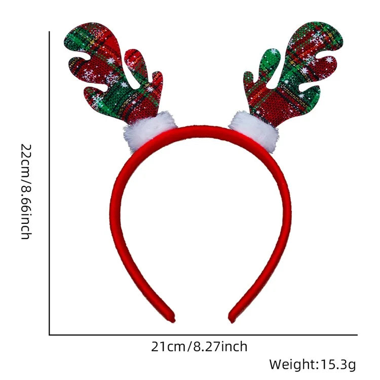 5Pcs Lovely Plastic+Cloth Christmas Headband Hair Hoop Cute Xmas Headwear Photo Props