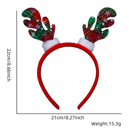 5Pcs Lovely Plastic+Cloth Christmas Headband Hair Hoop Cute Xmas Headwear Photo Props