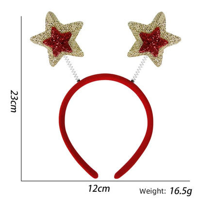 5Pcs Lovely Plastic+Cloth Christmas Headband Hair Hoop Cute Xmas Headwear Photo Props