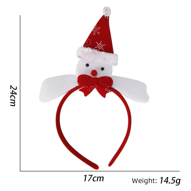 5Pcs Lovely Plastic+Cloth Christmas Headband Hair Hoop Cute Xmas Headwear Photo Props