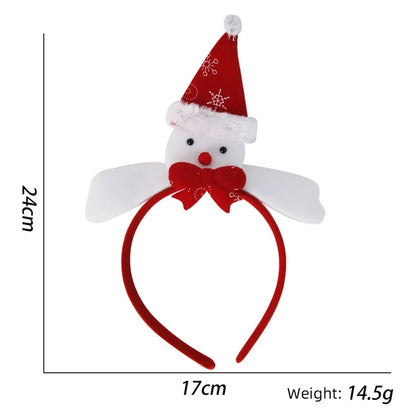 5Pcs Lovely Plastic+Cloth Christmas Headband Hair Hoop Cute Xmas Headwear Photo Props