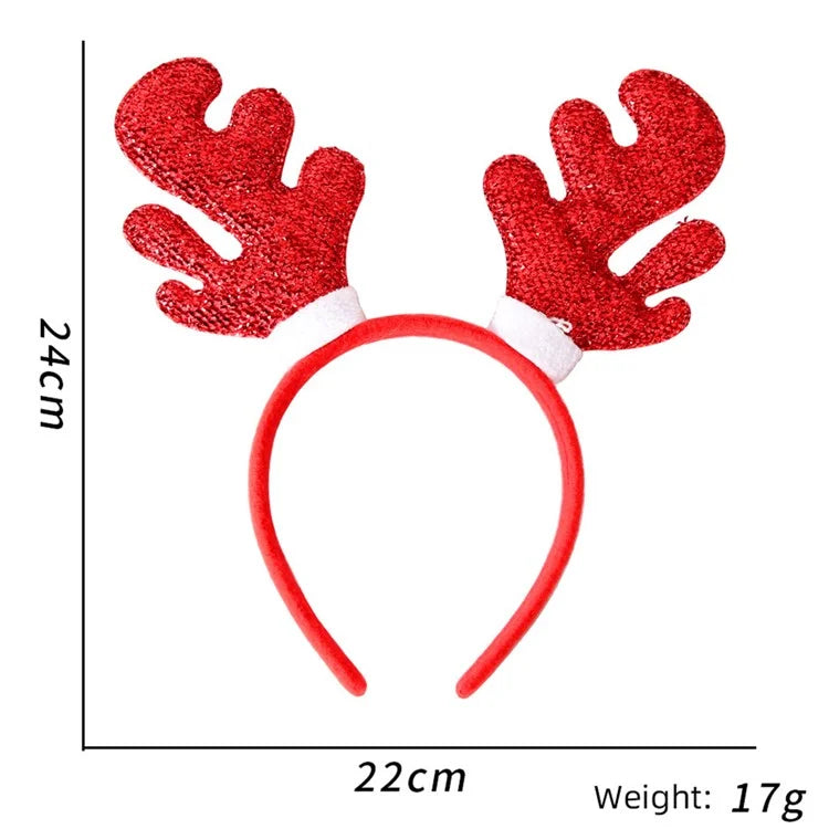 5Pcs Lovely Plastic+Cloth Christmas Headband Hair Hoop Cute Xmas Headwear Photo Props