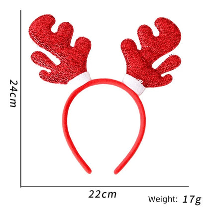 5Pcs Lovely Plastic+Cloth Christmas Headband Hair Hoop Cute Xmas Headwear Photo Props