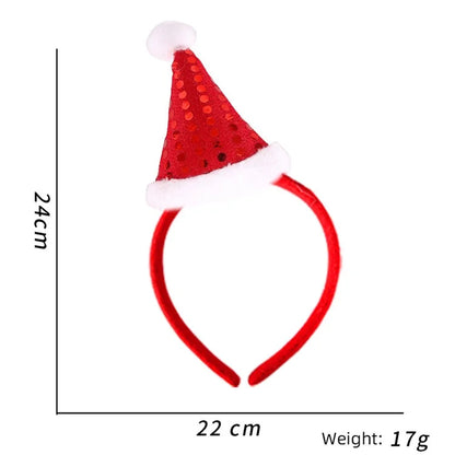5Pcs Lovely Plastic+Cloth Christmas Headband Hair Hoop Cute Xmas Headwear Photo Props