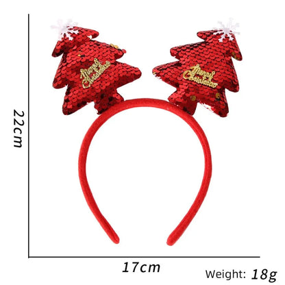 5Pcs Lovely Plastic+Cloth Christmas Headband Hair Hoop Cute Xmas Headwear Photo Props