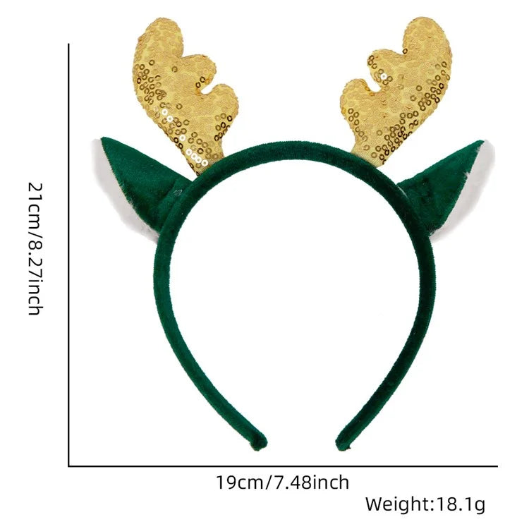 5Pcs Lovely Plastic+Cloth Christmas Headband Hair Hoop Cute Xmas Headwear Photo Props