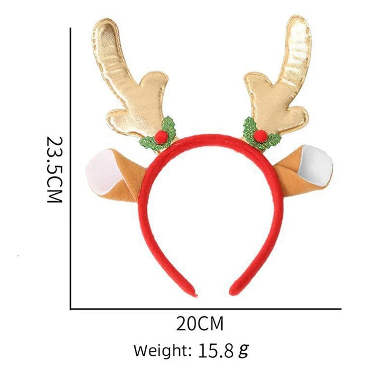 5Pcs Lovely Plastic+Cloth Christmas Headband Hair Hoop Cute Xmas Headwear Photo Props