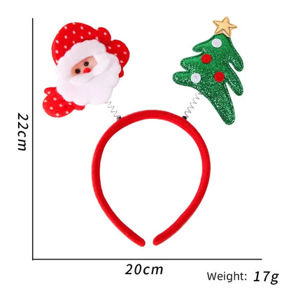 5Pcs Lovely Plastic+Cloth Christmas Headband Hair Hoop Cute Xmas Headwear Photo Props
