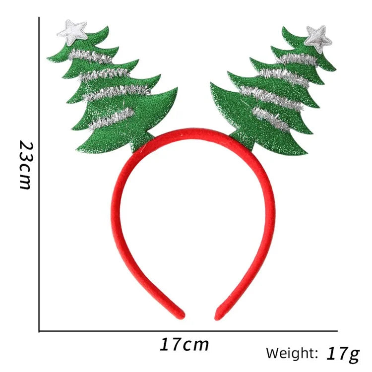 5Pcs Lovely Plastic+Cloth Christmas Headband Hair Hoop Cute Xmas Headwear Photo Props