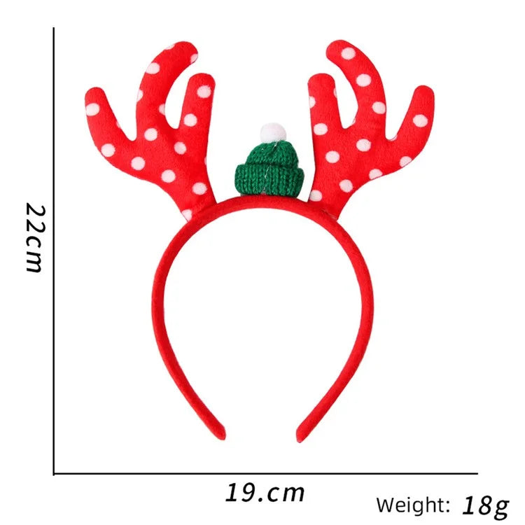5Pcs Lovely Plastic+Cloth Christmas Headband Hair Hoop Cute Xmas Headwear Photo Props