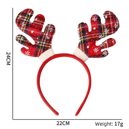 5Pcs Lovely Plastic+Cloth Christmas Headband Hair Hoop Cute Xmas Headwear Photo Props