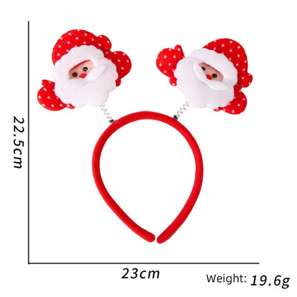 5Pcs Lovely Plastic+Cloth Christmas Headband Hair Hoop Cute Xmas Headwear Photo Props