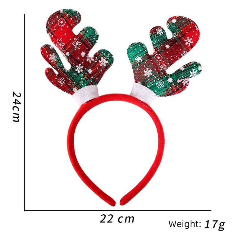 5Pcs Lovely Plastic+Cloth Christmas Headband Hair Hoop Cute Xmas Headwear Photo Props