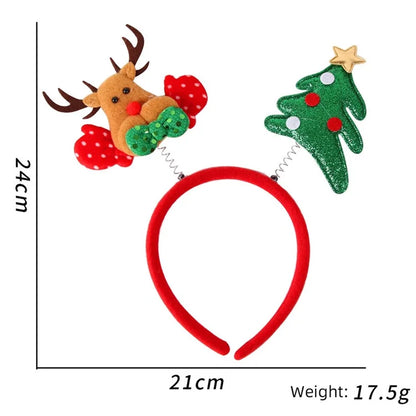 5Pcs Lovely Plastic+Cloth Christmas Headband Hair Hoop Cute Xmas Headwear Photo Props
