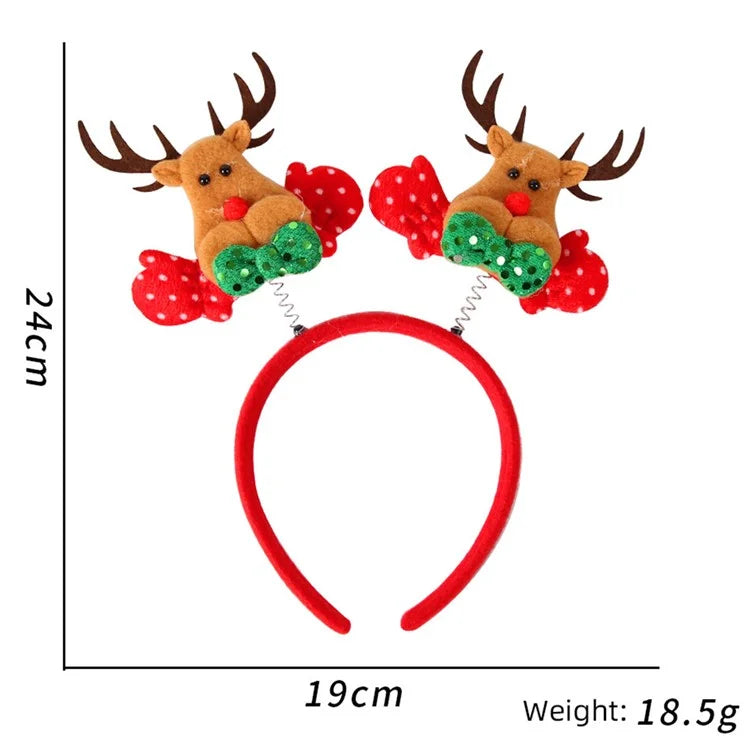 5Pcs Lovely Plastic+Cloth Christmas Headband Hair Hoop Cute Xmas Headwear Photo Props