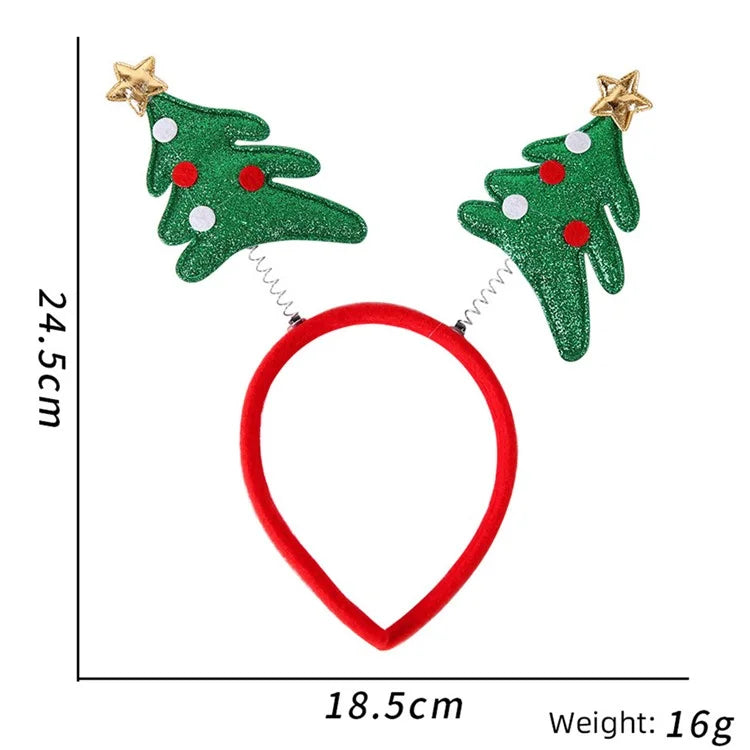 5Pcs Lovely Plastic+Cloth Christmas Headband Hair Hoop Cute Xmas Headwear Photo Props