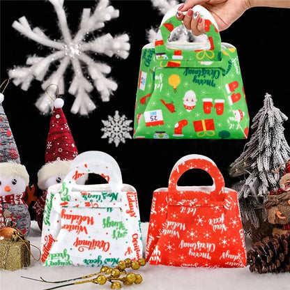 10Pcs Mixed Color Christmas Treat Bag Xmas Candy Pouch Kids DIY Felt Handbag Party Favor