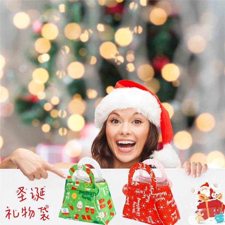 10Pcs Mixed Color Christmas Treat Bag Xmas Candy Pouch Kids DIY Felt Handbag Party Favor
