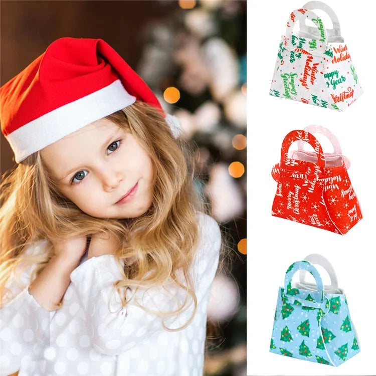 10Pcs Mixed Color Christmas Treat Bag Xmas Candy Pouch Kids DIY Felt Handbag Party Favor