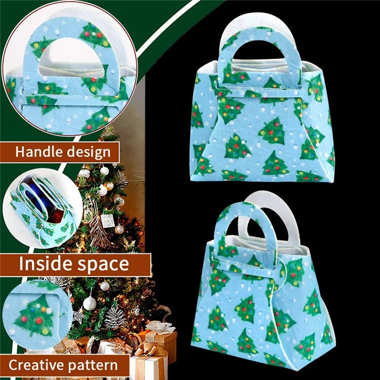 10Pcs Mixed Color Christmas Treat Bag Xmas Candy Pouch Kids DIY Felt Handbag Party Favor