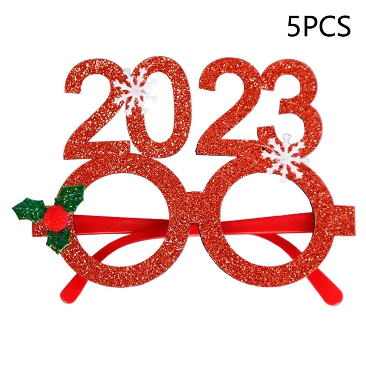 5Pcs / Set Adults Kids Christmas Glasses Xmas Tree Hat Plastic Eyeglasses Party Supply