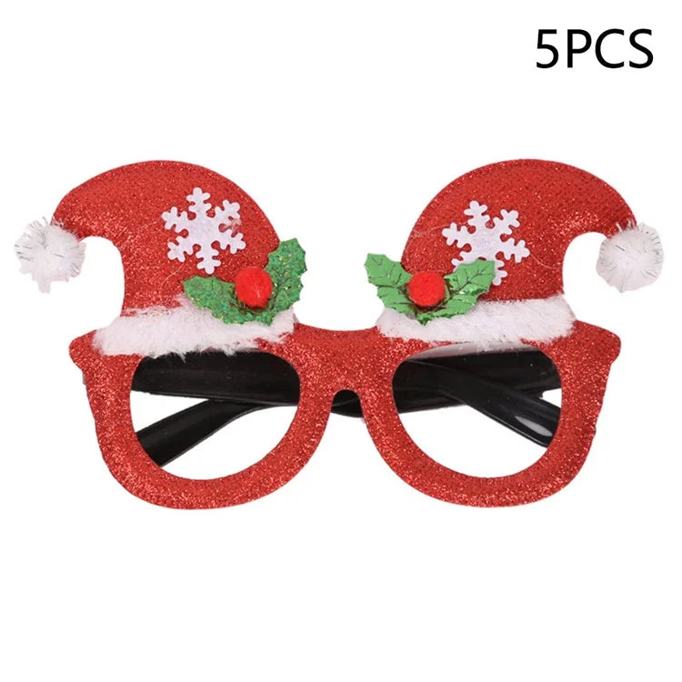 5Pcs / Set Adults Kids Christmas Glasses Xmas Tree Hat Plastic Eyeglasses Party Supply