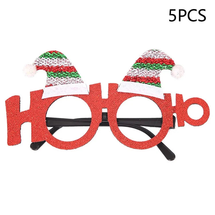 5Pcs / Set Adults Kids Christmas Glasses Xmas Tree Hat Plastic Eyeglasses Party Supply