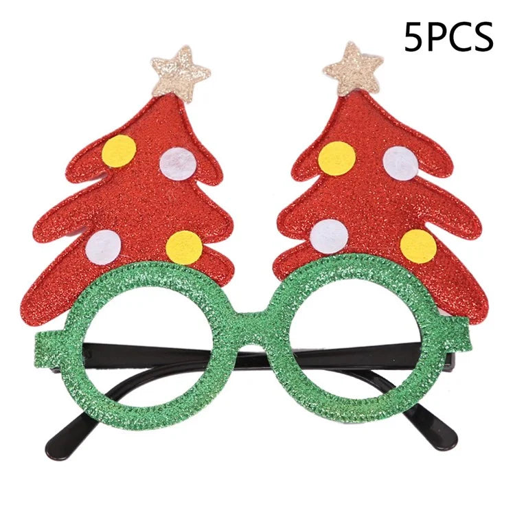 5Pcs / Set Adults Kids Christmas Glasses Xmas Tree Hat Plastic Eyeglasses Party Supply