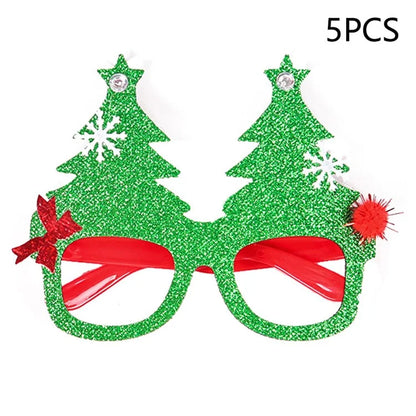 5Pcs / Set Adults Kids Christmas Glasses Xmas Tree Hat Plastic Eyeglasses Party Supply